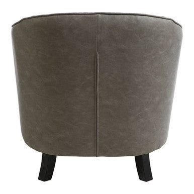Derby Grey Leather Tub Chair With Footstool