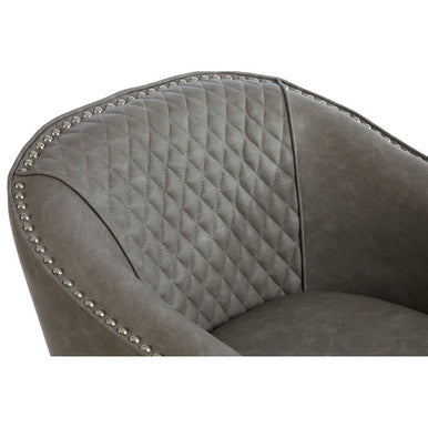 Derby Grey Leather Tub Chair With Footstool
