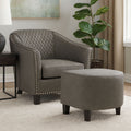 Derby Grey Leather Tub Chair With Footstool
