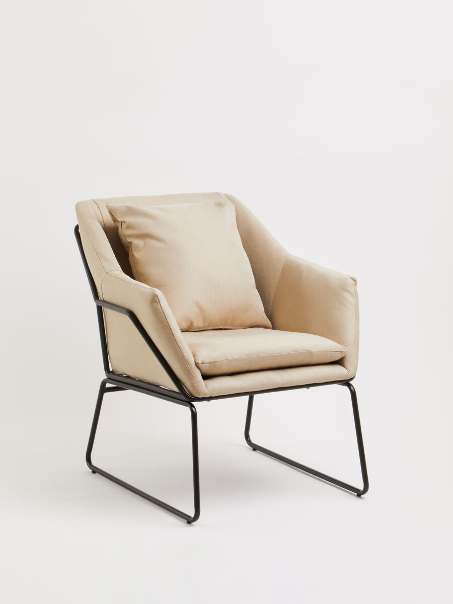 Stockholm Stone Fabric Black Scandinavian Armchair