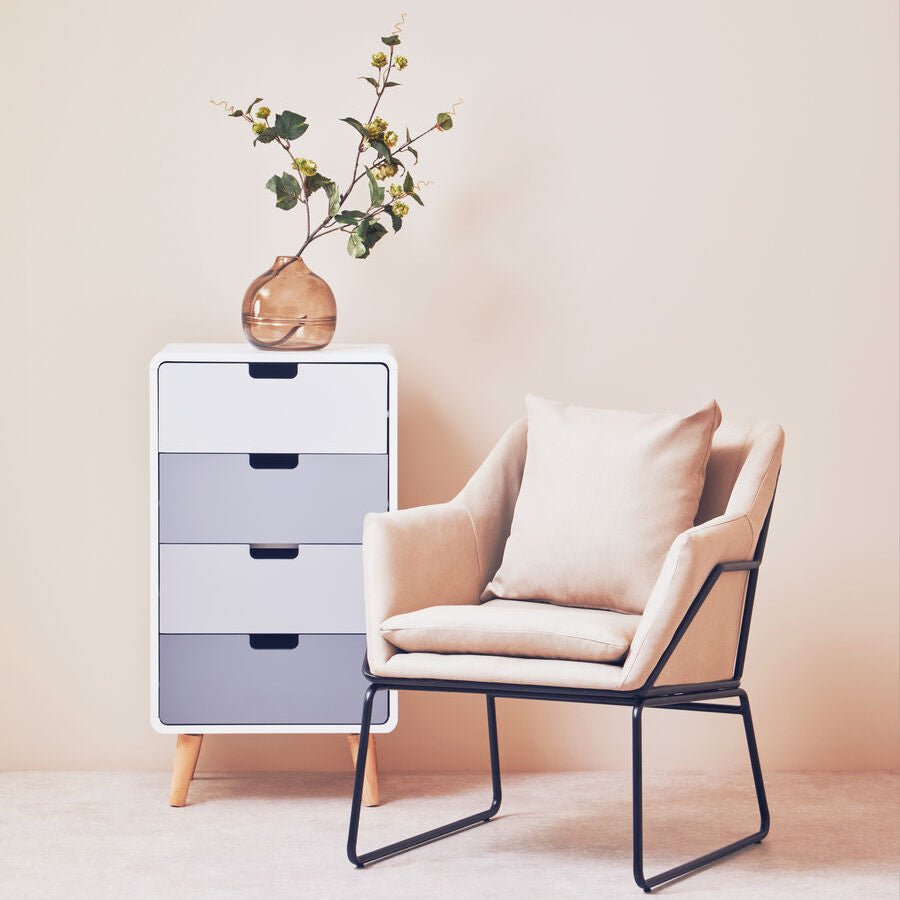 Stockholm Stone Fabric Black Scandinavian Armchair
