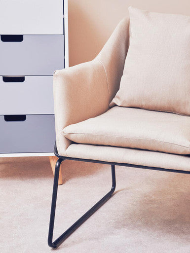 Stockholm Stone Fabric Black Scandinavian Armchair