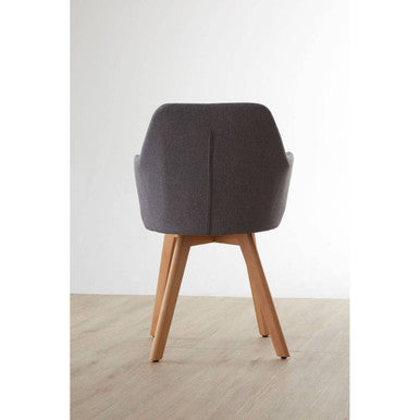 Stockholm Grey Fabric Dining Chair With Beechwood Legs
