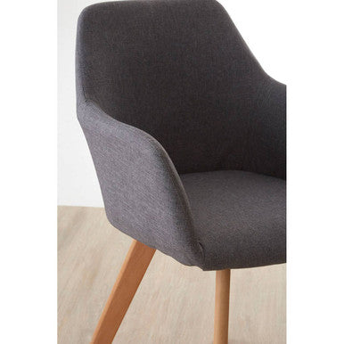 Stockholm Grey Fabric Dining Chair With Beechwood Legs