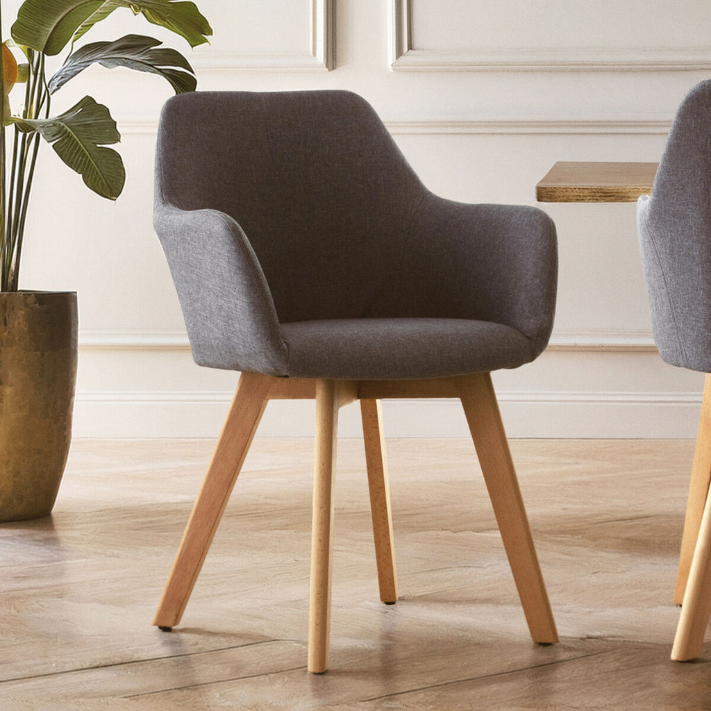 Stockholm Grey Fabric Dining Chair With Beechwood Legs