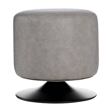 Dalston Ash Grey Leather Pouffe