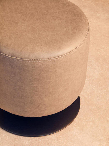 Dalston Ash Grey Leather Pouffe