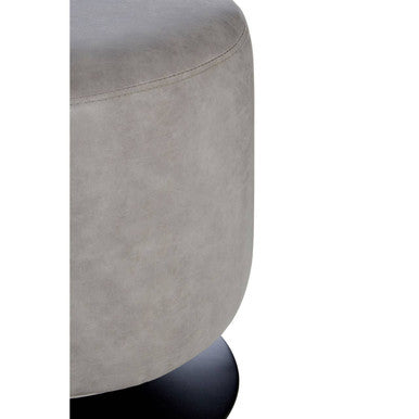 Dalston Ash Grey Leather Pouffe