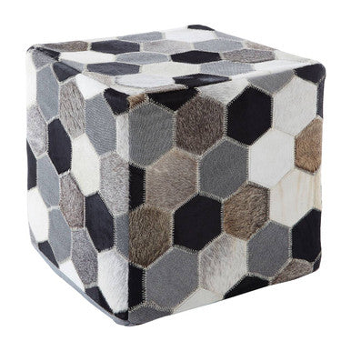 Safira Leather Patchwork Pouffe