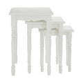 Set Of Three White Wooden Nesting Tables With Carved Detail, Hendra