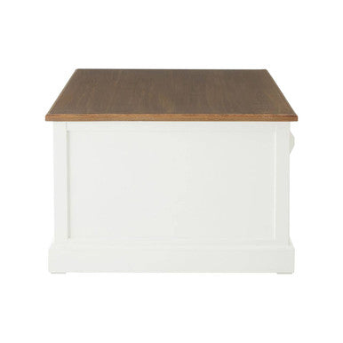 Fir Wood Veneer Top & White Wooden Coffee Table With 3 Drawers, Hardwick