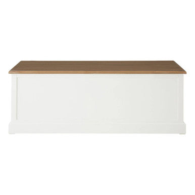 Fir Wood Veneer Top & White Wooden Coffee Table With 3 Drawers, Hardwick