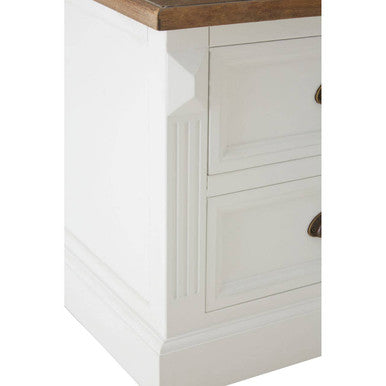 Fir Wood Veneer Top & White Wooden Square Coffee Table With 3 Drawers, Hardwick