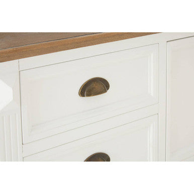 Fir Wood Veneer Top & White Wooden Square Coffee Table With 3 Drawers, Hardwick