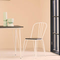 District White Metal Frame With Elm Wood Dining Chair