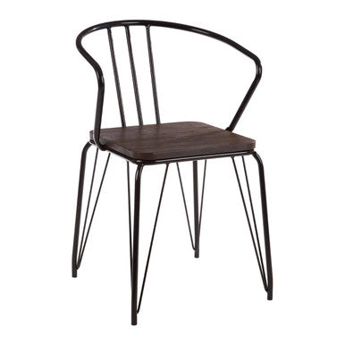 District Black Metal & Elm Wood Armchair