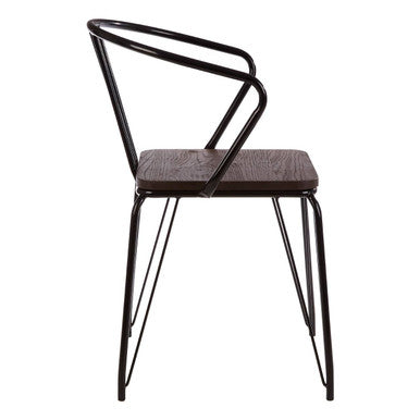 District Black Metal & Elm Wood Armchair