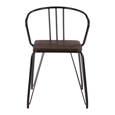 District Black Metal & Elm Wood Armchair