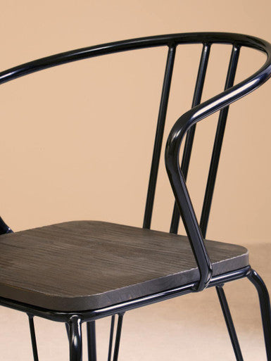 District Black Metal & Elm Wood Armchair