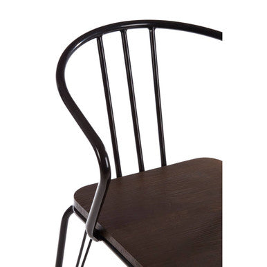 District Black Metal & Elm Wood Armchair