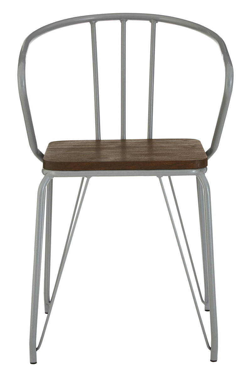 District Grey Metal & Elm Wood Armchair