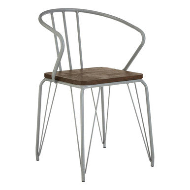 District Grey Metal & Elm Wood Armchair