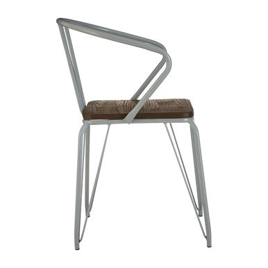 District Grey Metal & Elm Wood Armchair