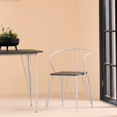 District Grey Metal & Elm Wood Armchair