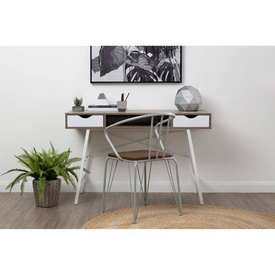 District Grey Metal & Elm Wood Armchair