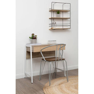 District Grey Metal & Elm Wood Armchair