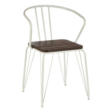 District White Metal & Elm Wood Armchair