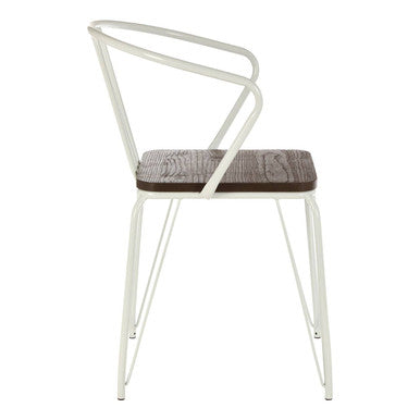 District White Metal & Elm Wood Armchair