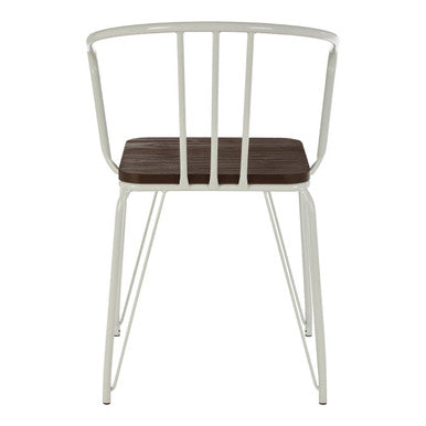 District White Metal & Elm Wood Armchair