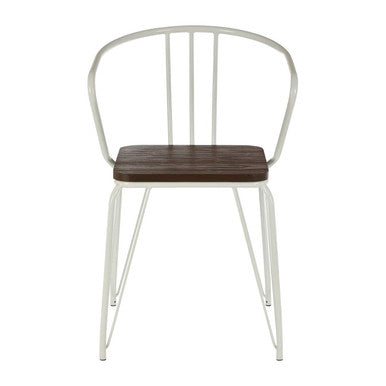 District White Metal & Elm Wood Armchair