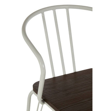 District White Metal & Elm Wood Armchair