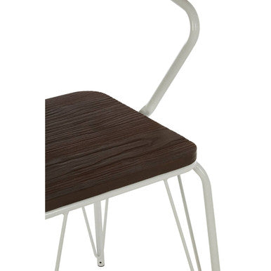 District White Metal & Elm Wood Armchair