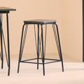 District Black Metal & Elm Wood Stool