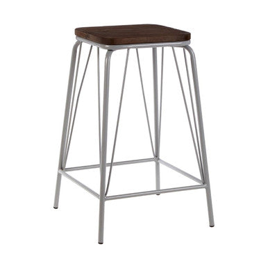 District Grey Metal & Elm Wood Stool