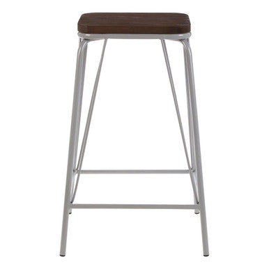 District Grey Metal & Elm Wood Stool