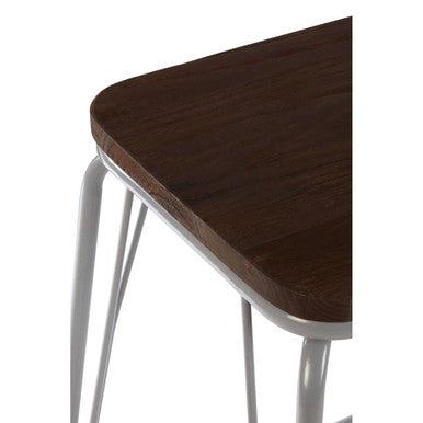 District Grey Metal & Elm Wood Stool