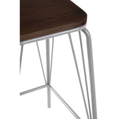 District Grey Metal & Elm Wood Stool