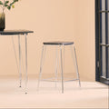 District Chrome Metal & Elm Wood Square Bar Stool