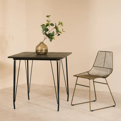 Black Metal Legs & Elm Wood Top Dining Table, District