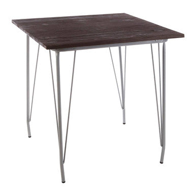Grey Metal Legs & Brown Elm Wood Top Dining Table, District