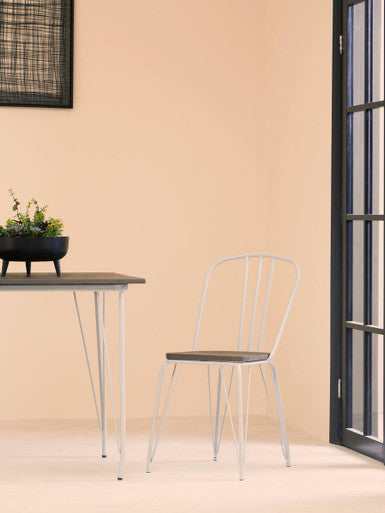 Grey Metal Legs & Brown Elm Wood Top Dining Table, District