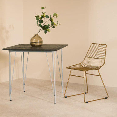 Grey Metal Legs & Brown Elm Wood Top Dining Table, District