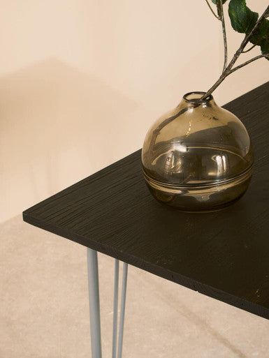 Grey Metal Legs & Brown Elm Wood Top Dining Table, District