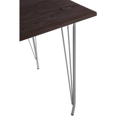Grey Metal Legs & Brown Elm Wood Top Dining Table, District
