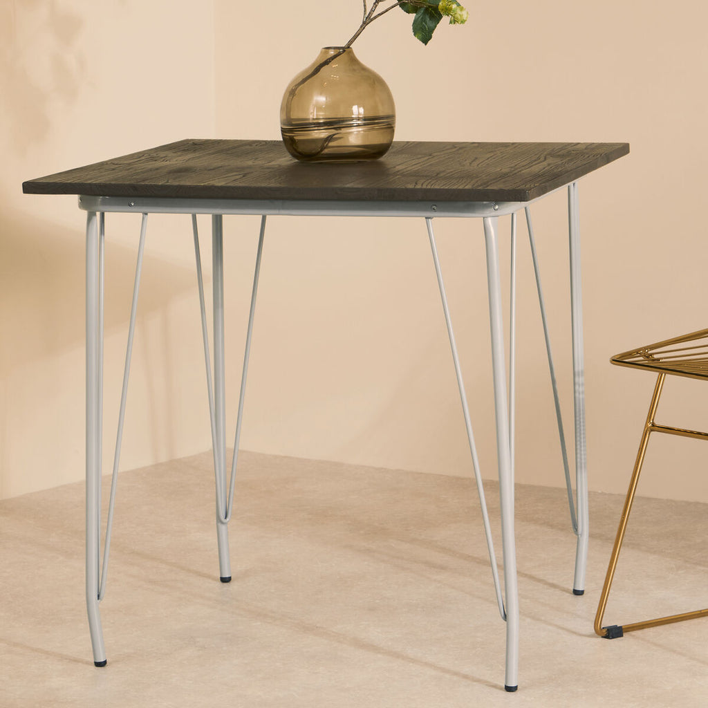 Grey Metal Legs & Brown Elm Wood Top Dining Table, District