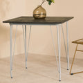 Grey Metal Legs & Brown Elm Wood Top Dining Table, District